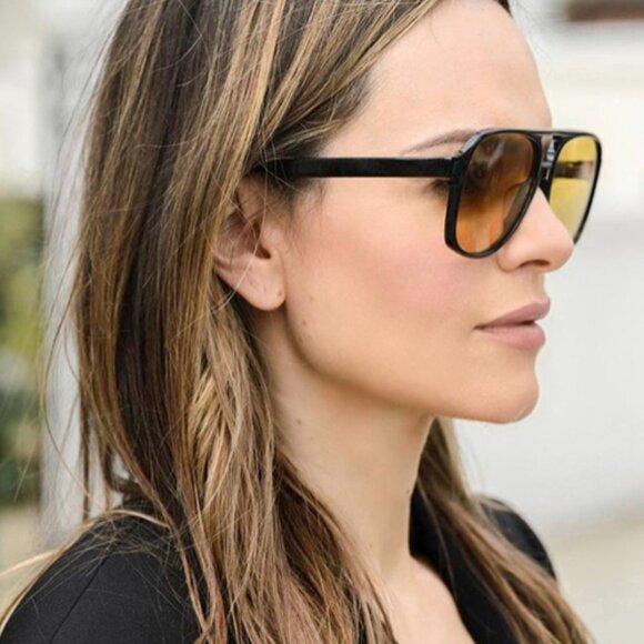 Dollger Retro Aviator Polarized Sunglasses for Women Men Classic Large Frame Vin - Picture 1 of 5